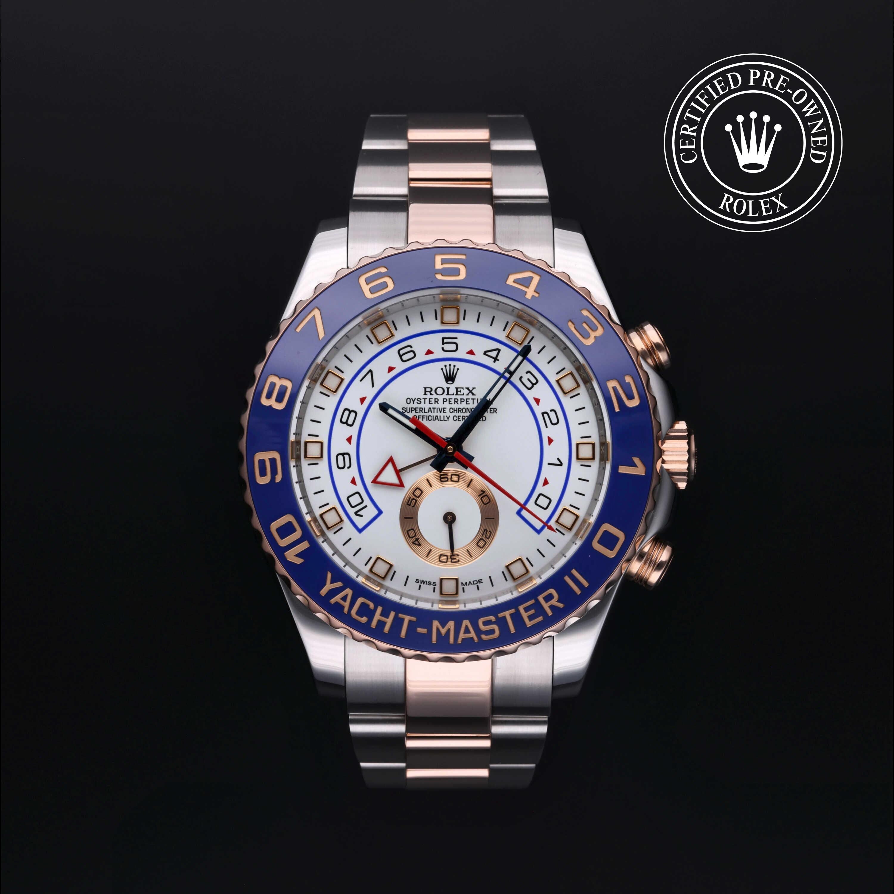 Rolex Certified Pre-owned Yacht-Master M116681-0001 front on black background