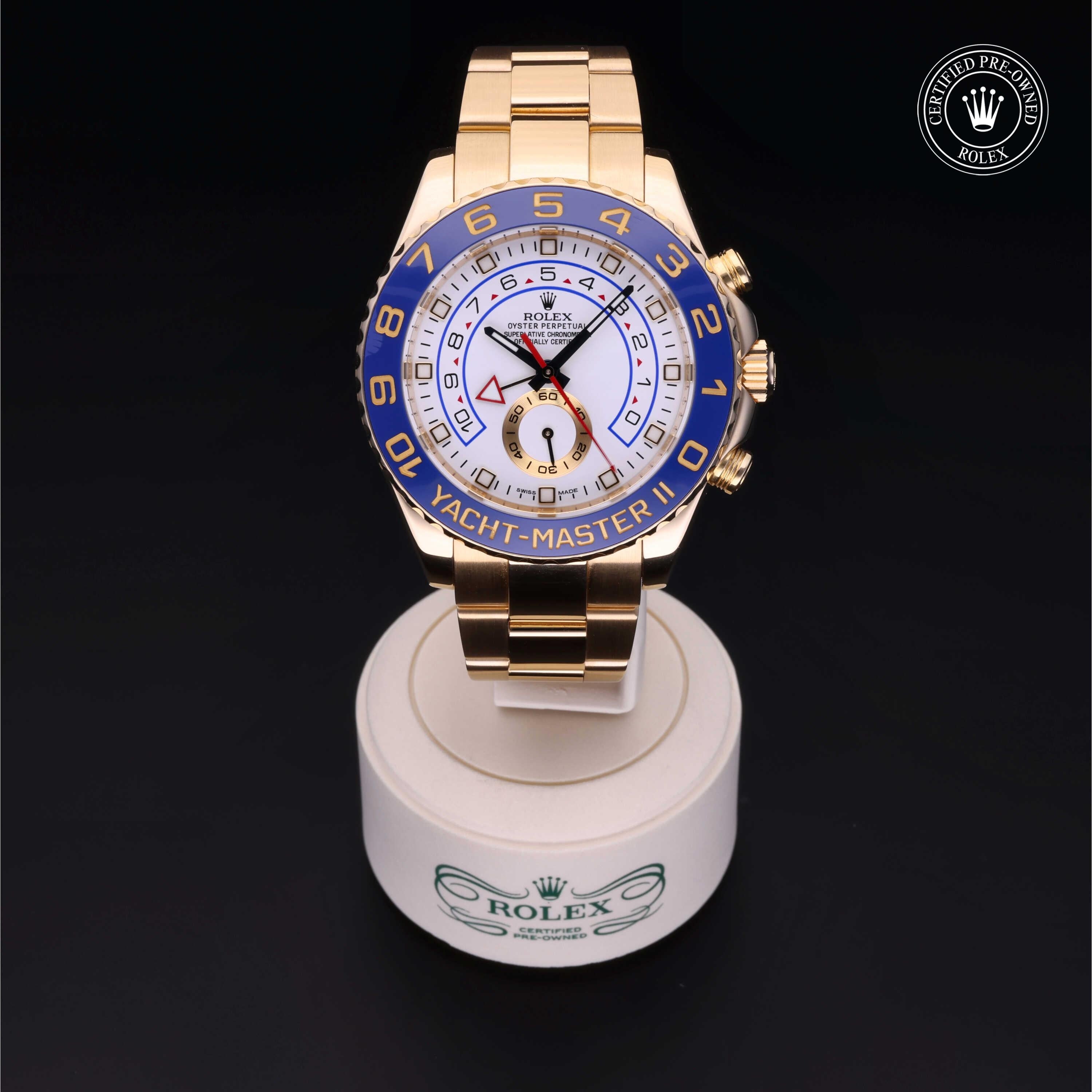 Rolex Certified Pre-owned Yacht-Master M116688-0001 front on black background