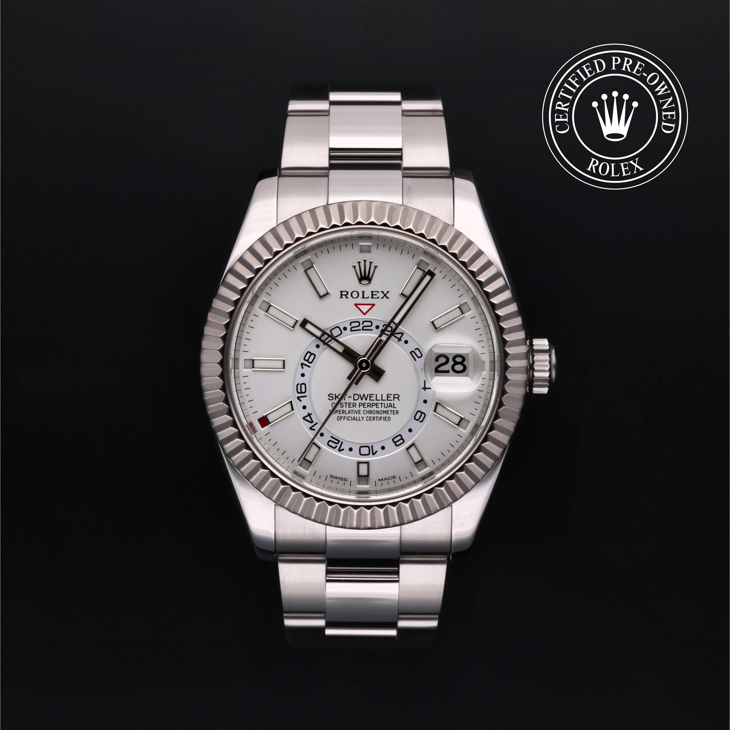 Rolex Certified Pre-owned Sky-Dweller M326934-0001 front on black background