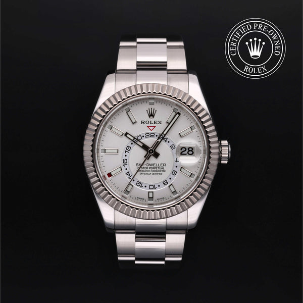 Rolex Certified Pre-owned Sky-Dweller M326934-0001 front on black background