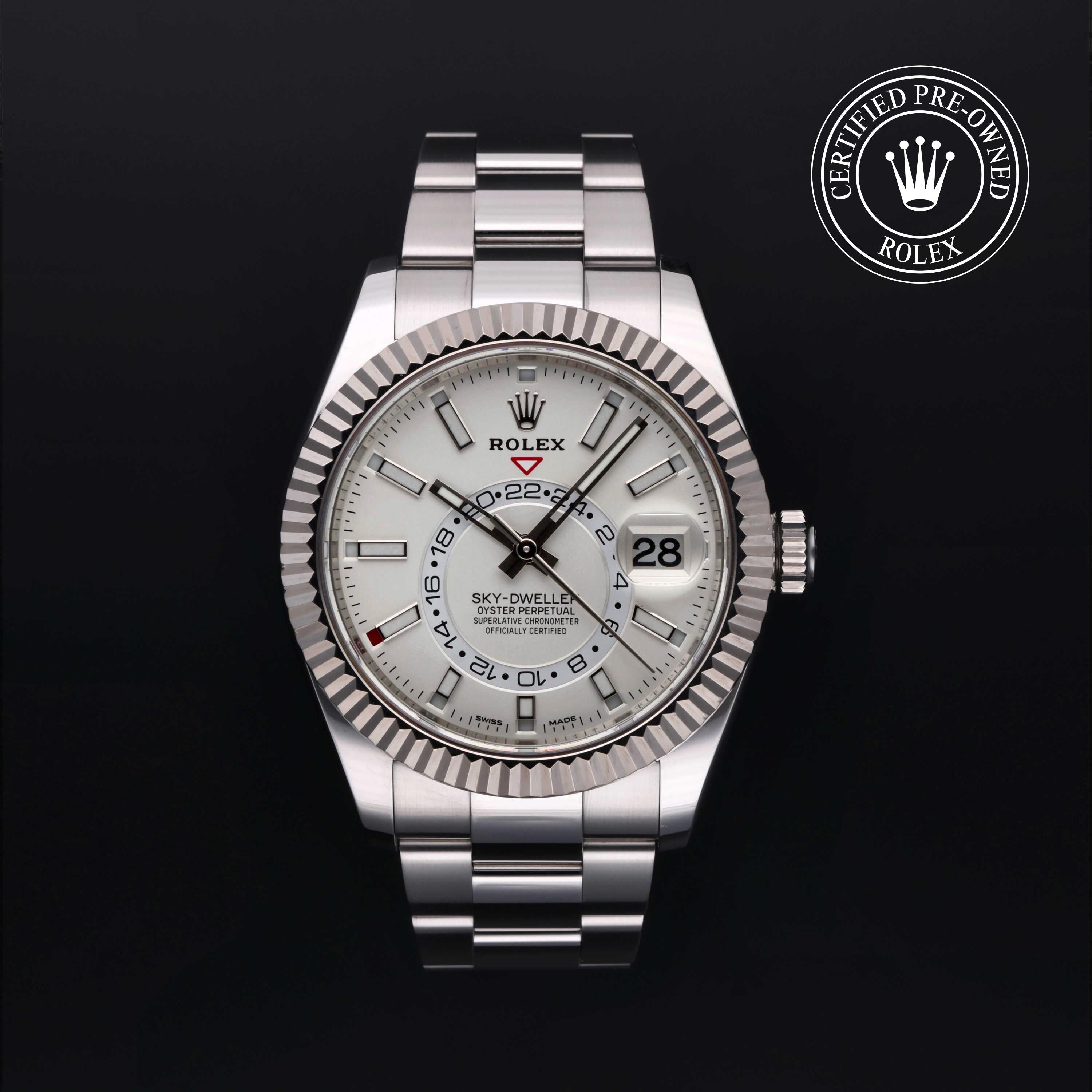 Rolex Certified Pre-owned Sky-Dweller M326934-0001 front on black background