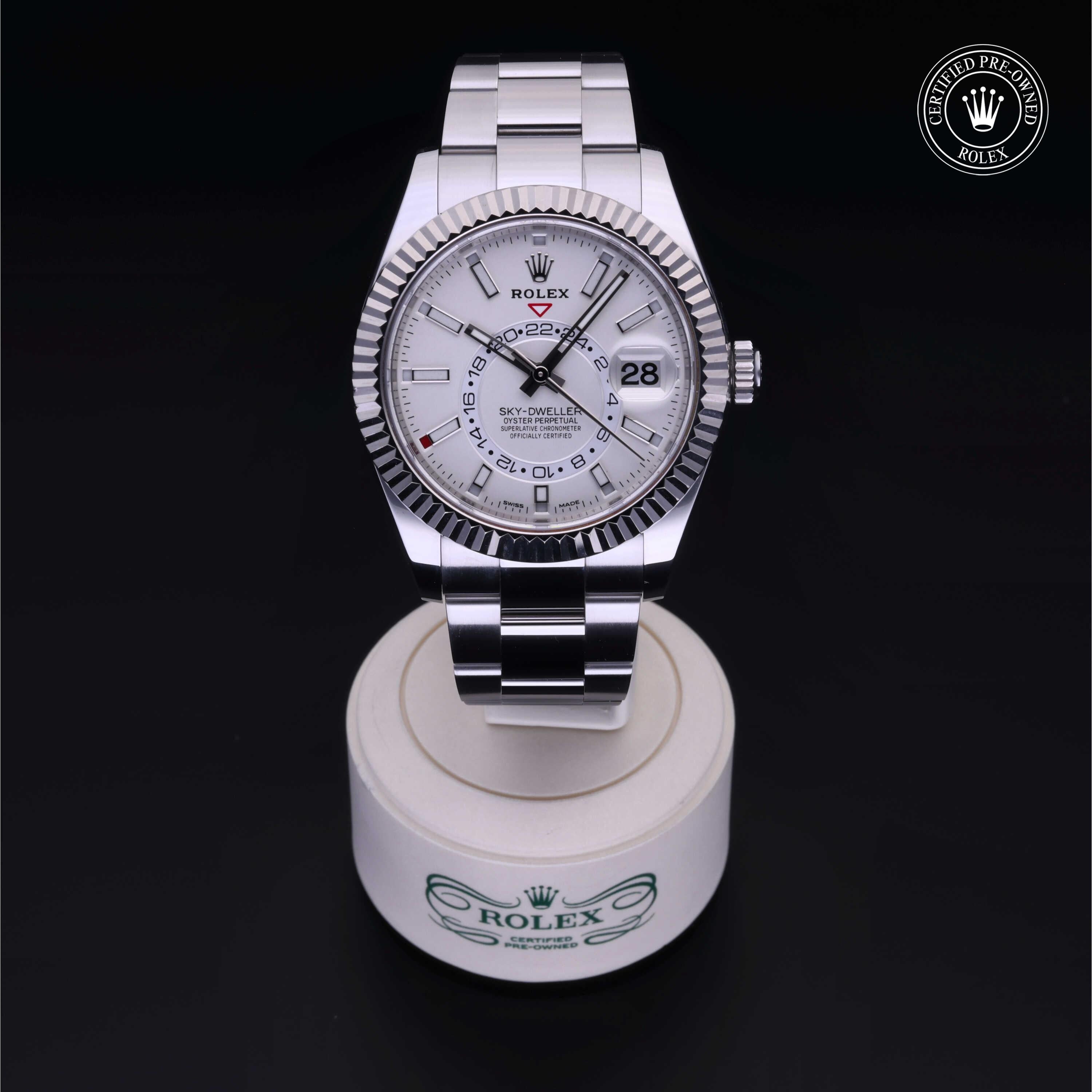 Rolex Certified Pre-owned Sky-Dweller M326934-0001 front on black background