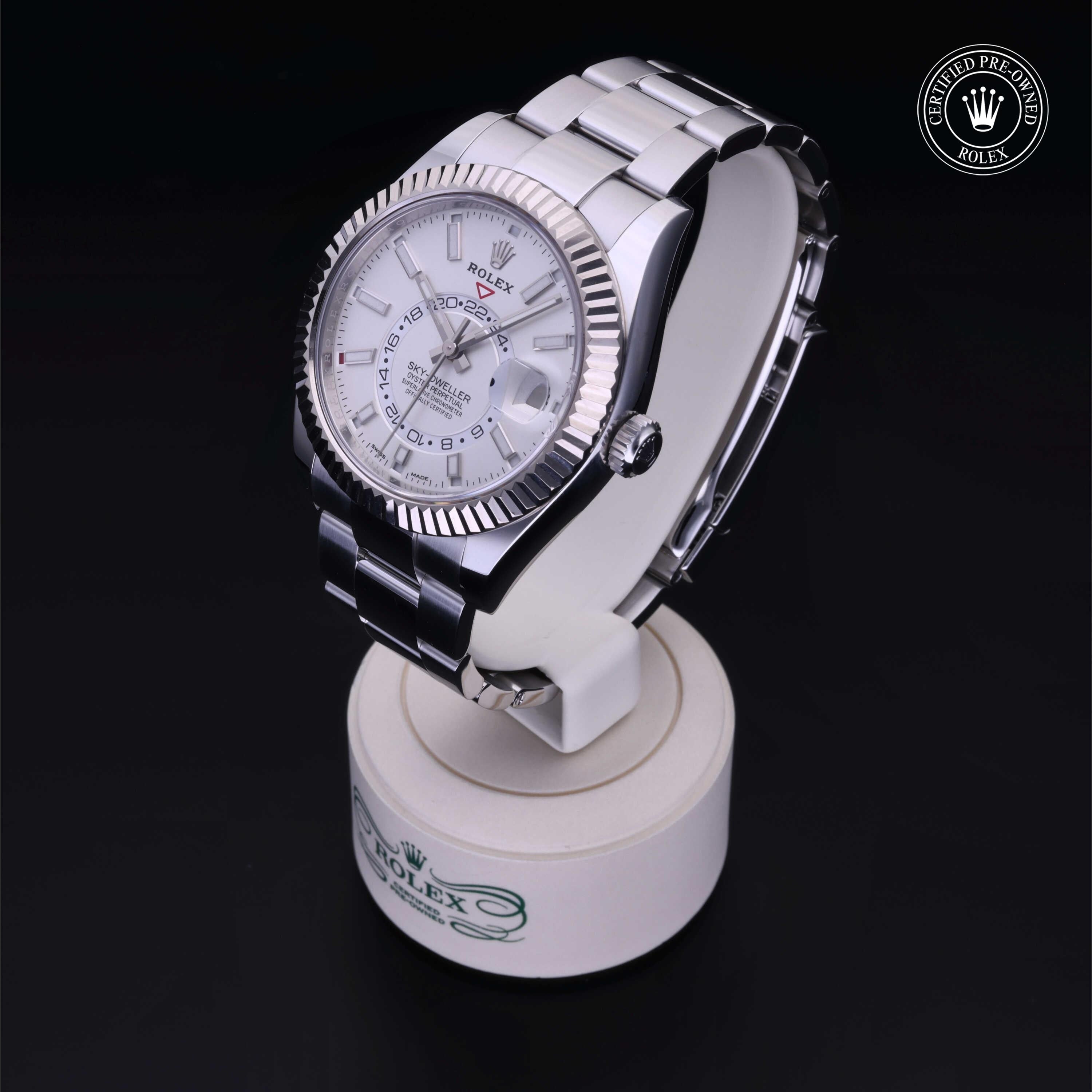 Rolex Certified Pre-owned Sky-Dweller M326934-0001 front on black background