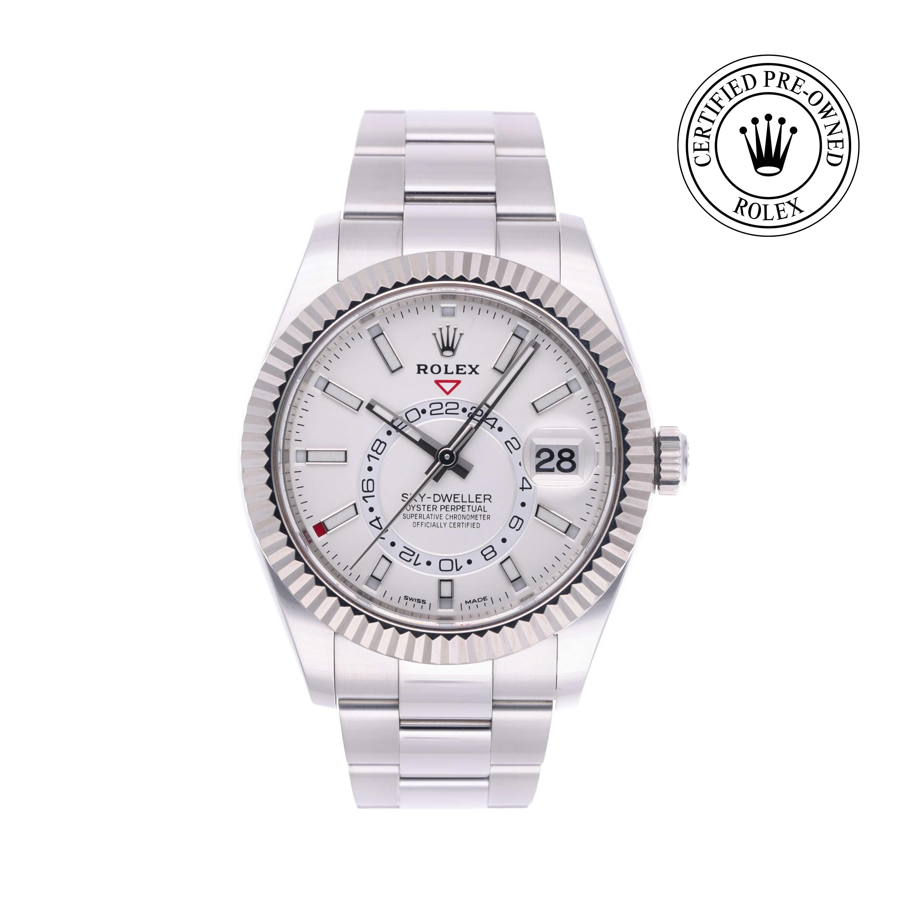 Rolex Certified Pre-owned Sky-Dweller M326934-0001 front on white background