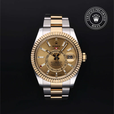 Rolex Certified Pre-owned Sky-Dweller M326933-0001 front on black background
