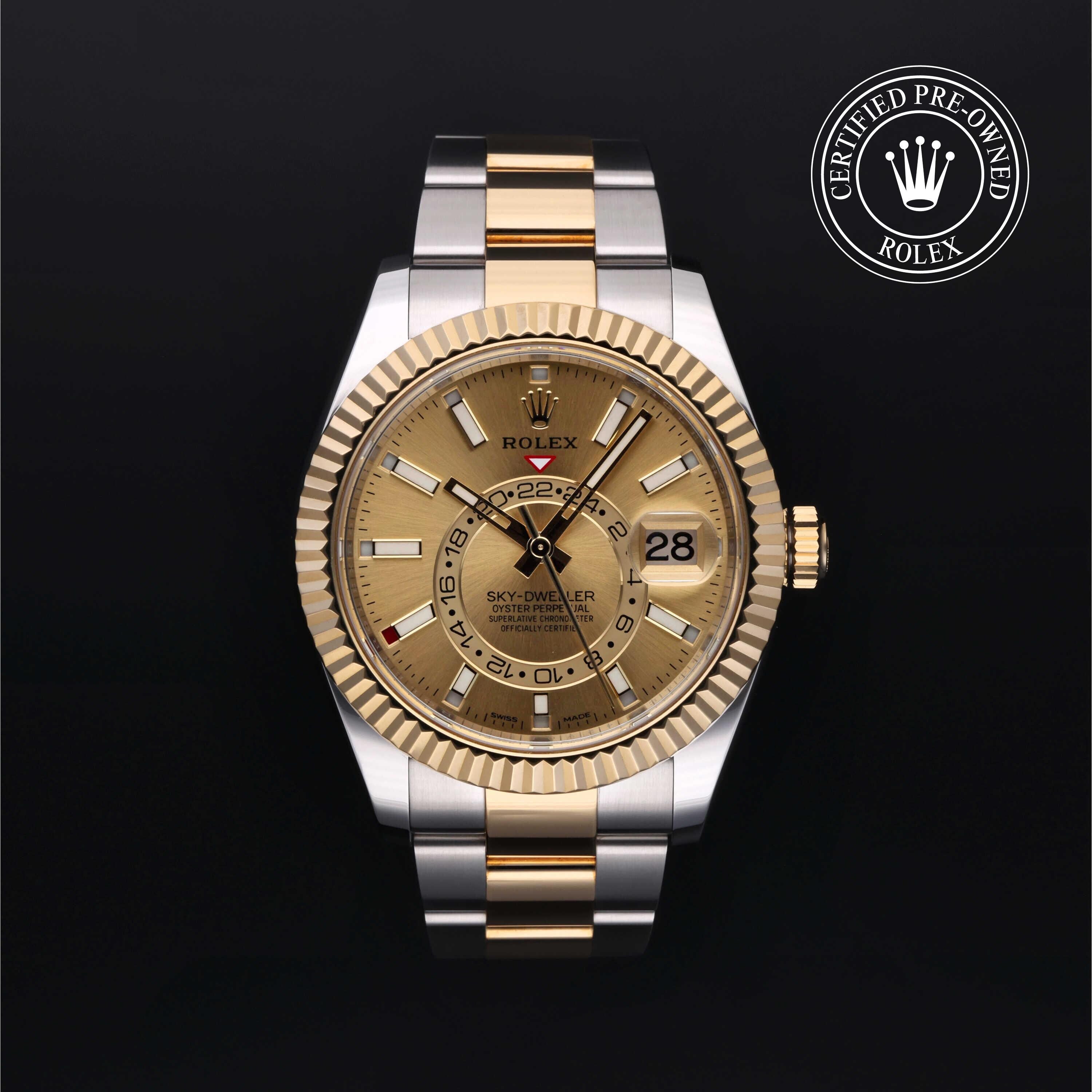Rolex Certified Pre-owned Sky-Dweller M326933-0001 front on black background