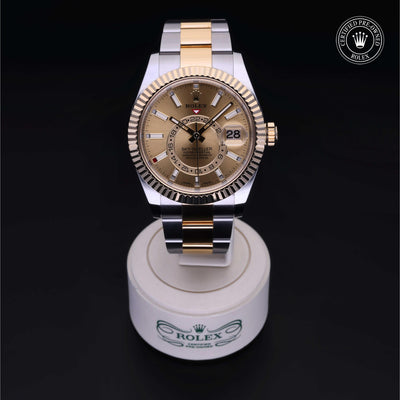 Rolex Certified Pre-owned Sky-Dweller M326933-0001 front on black background