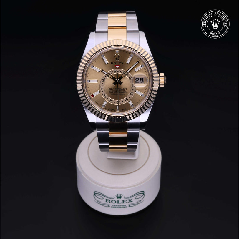 Rolex Certified Pre-owned Sky-Dweller M326933-0001 front on black background