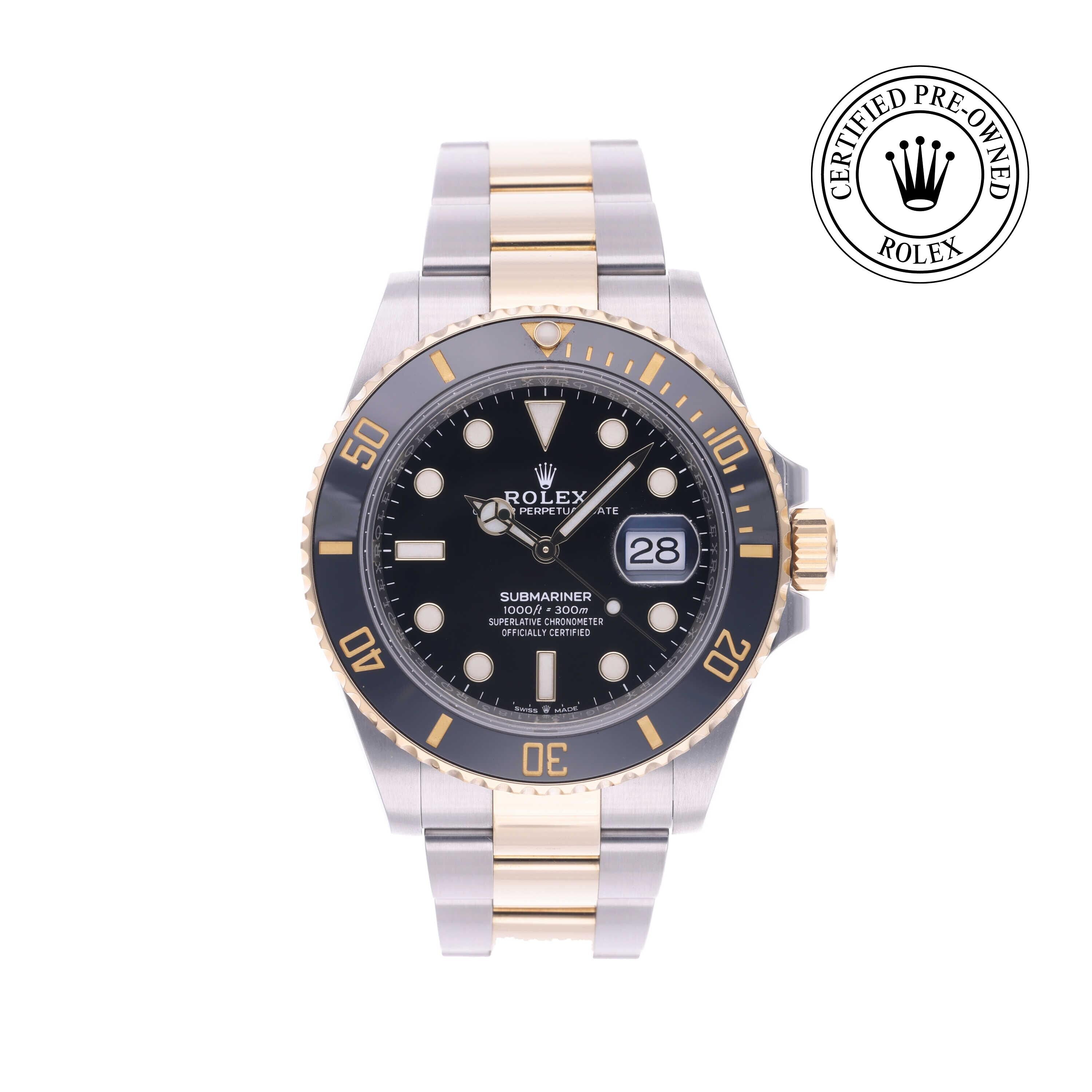 Rolex Certified Pre-owned Submariner M126613LN-0002 front on white background