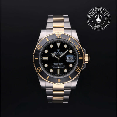 Rolex Certified Pre-owned Submariner M116613LN-0001 front on black background