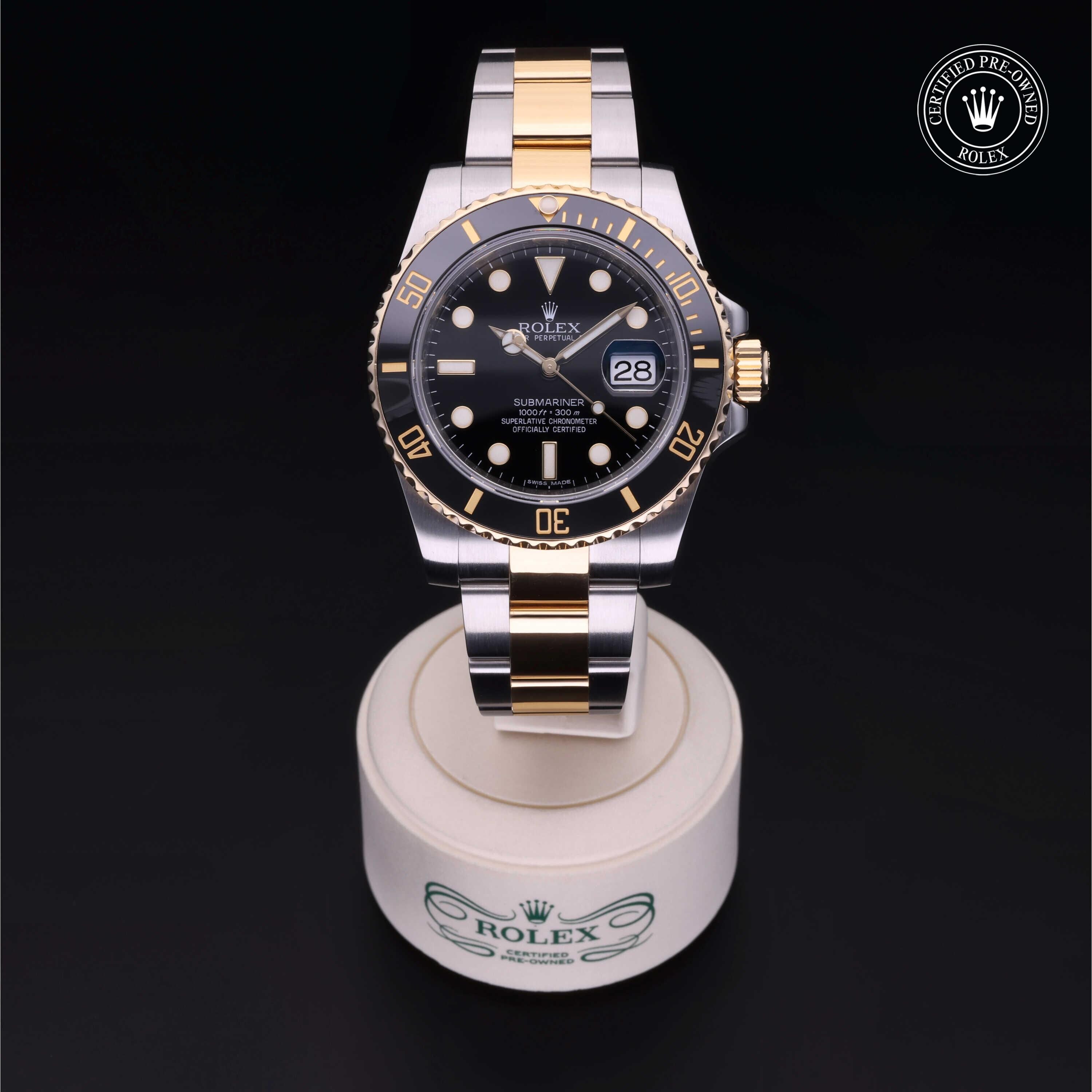 Rolex Certified Pre-owned Submariner M116613LN-0001 front on black background