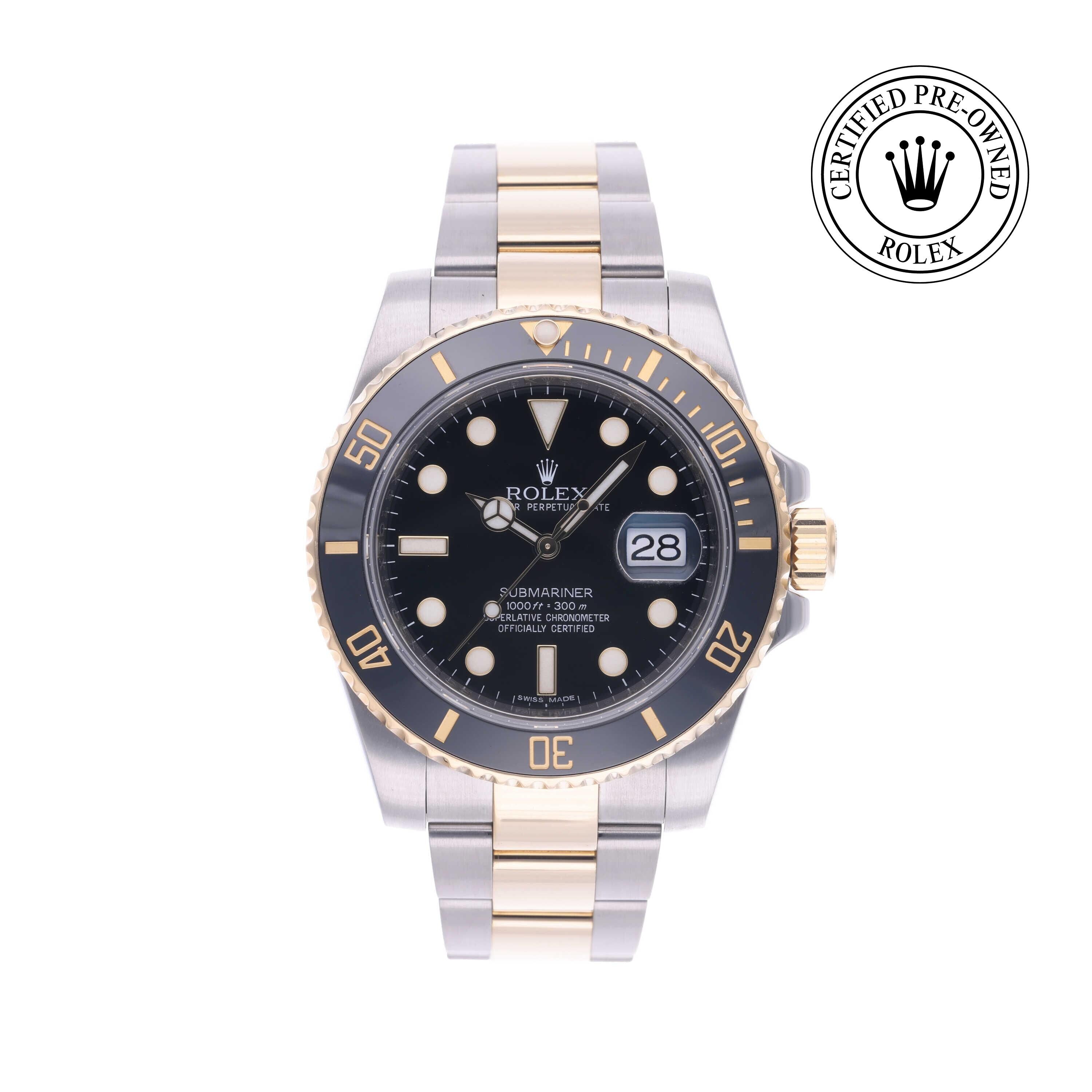 Rolex Certified Pre-owned Submariner M116613LN-0001 front on white background
