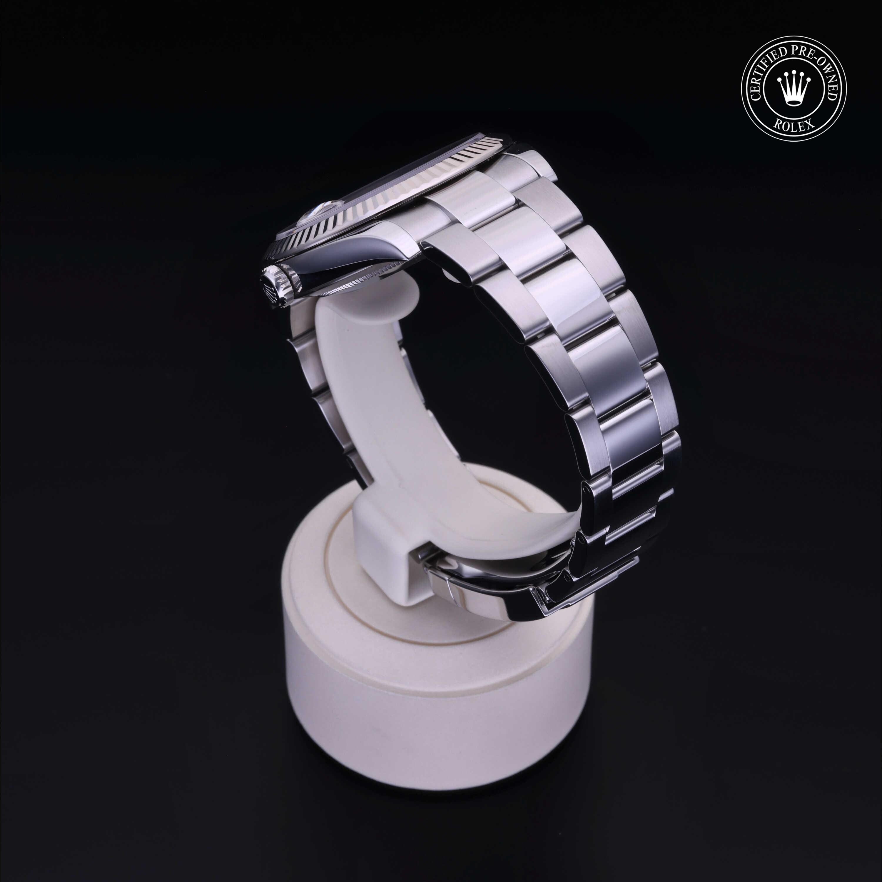 Rolex Certified Pre-owned Datejust M126334-0005 front on black background