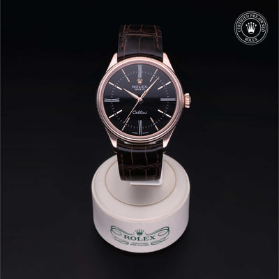 Rolex Certified Pre-owned Cellini M50505-0005 front on black background