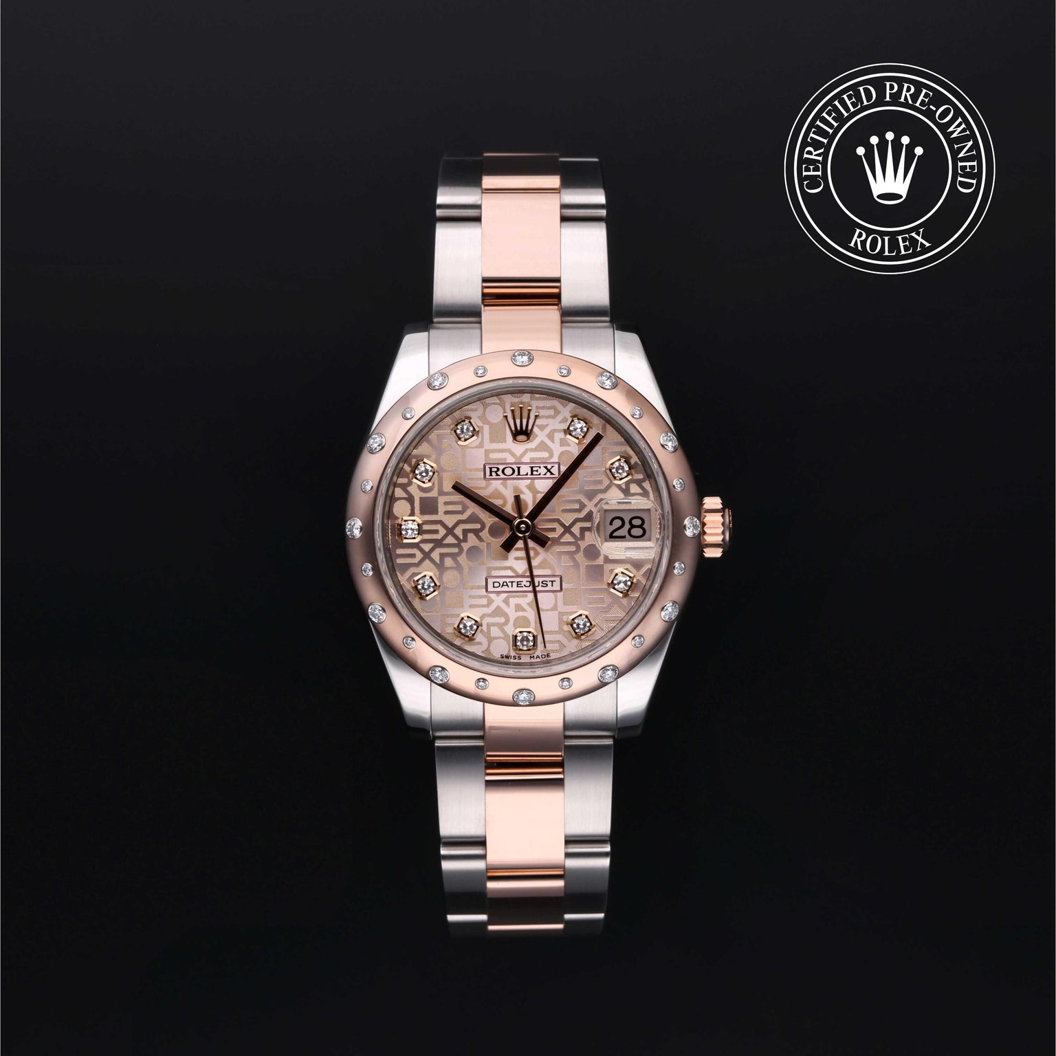 Rolex Certified Pre-owned Lady Datejust M178341-0010 front on black background