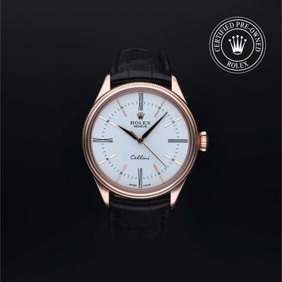 Rolex Certified Pre-owned Cellini M50505-0006 front on black background