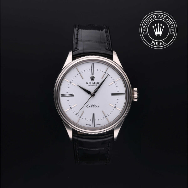Rolex Certified Pre-owned Cellini M50509-0005 front on black background