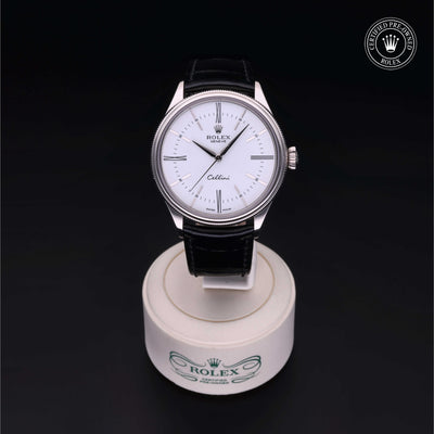 Rolex Certified Pre-owned Cellini M50509-0005 front on black background