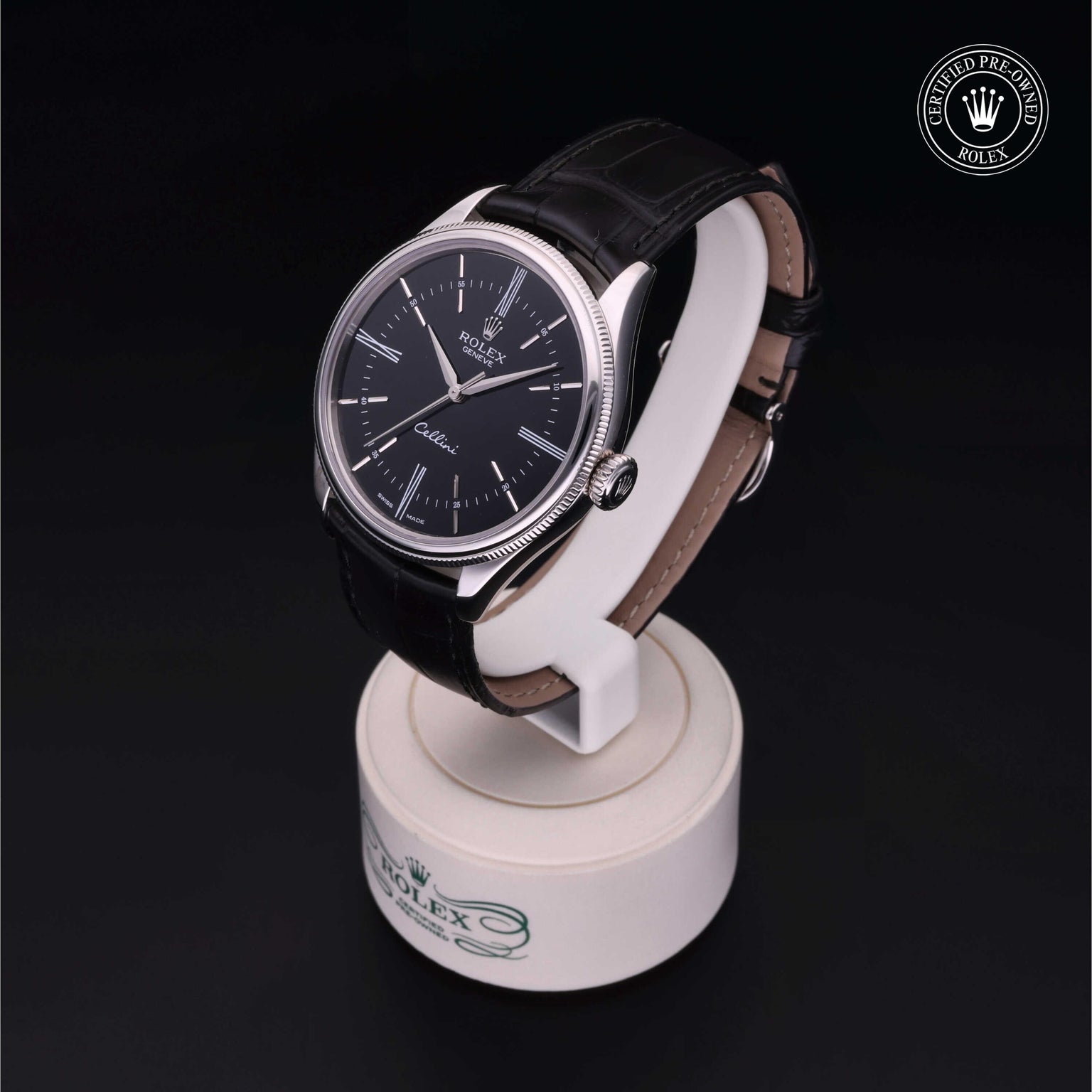 Rolex Certified Pre-owned Cellini M50509-0004 front on black background