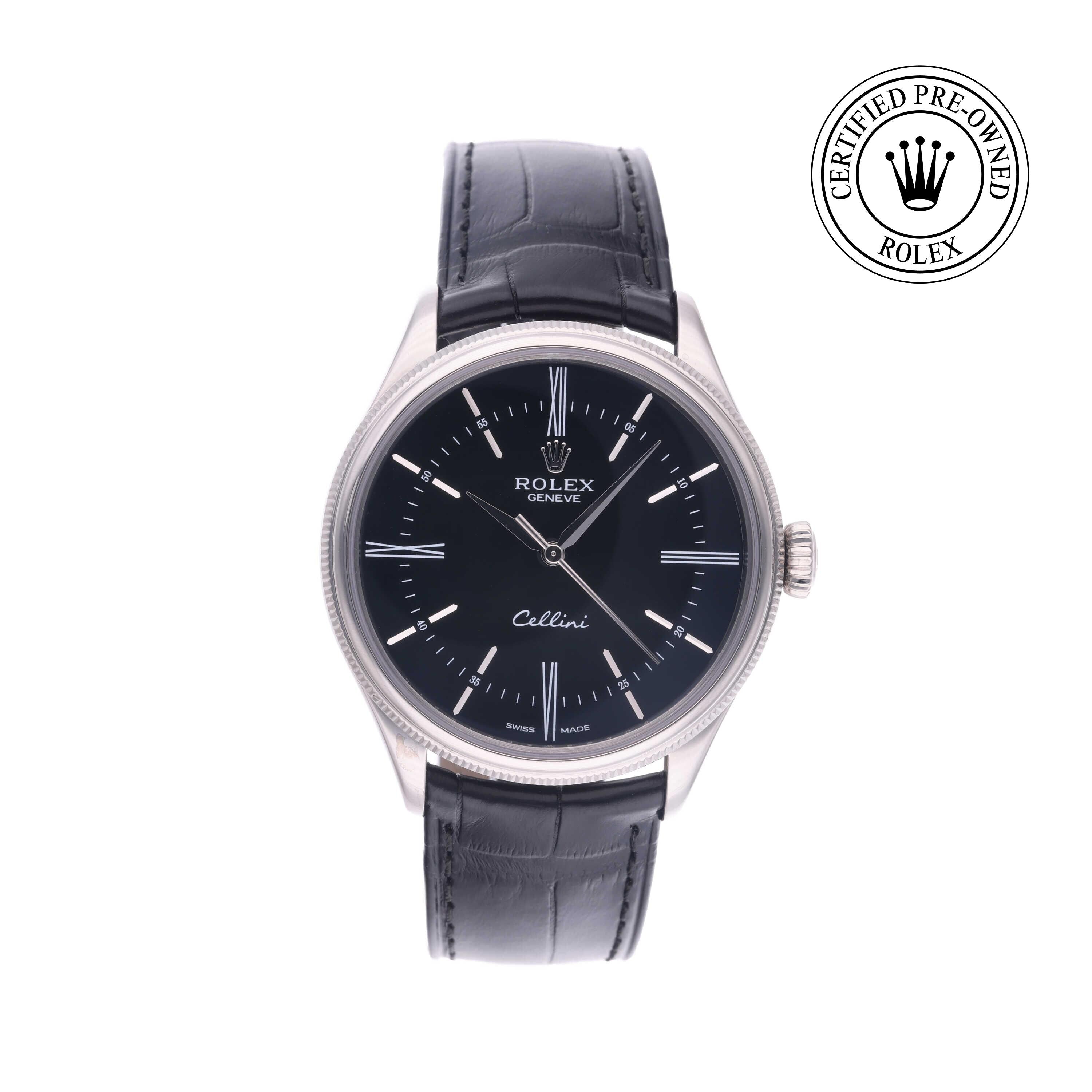 Rolex Certified Pre-owned Cellini M50509-0004 front on white background