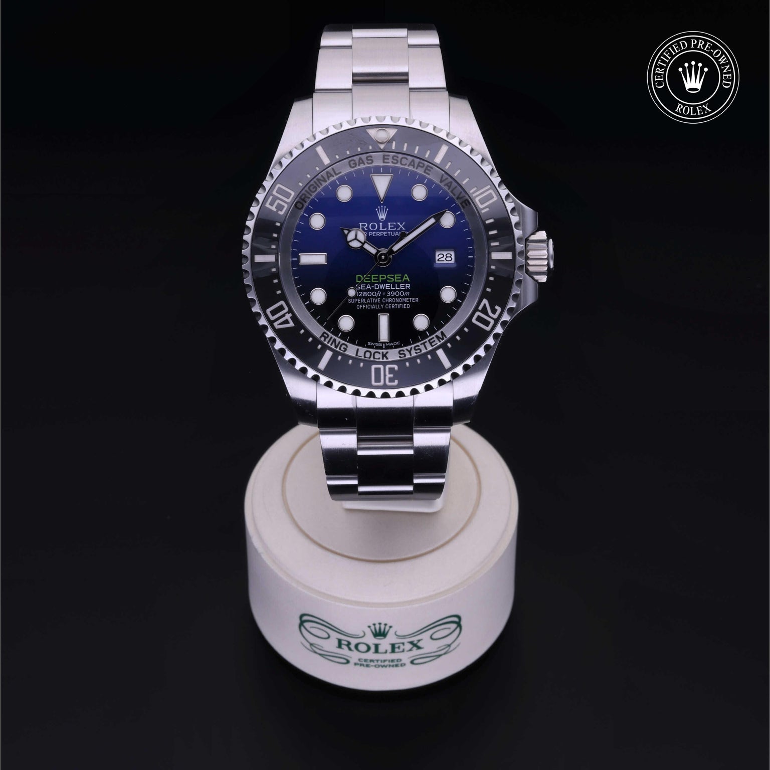 Rolex Certified Pre-owned Sea-Dweller M116660-0003 front on black background