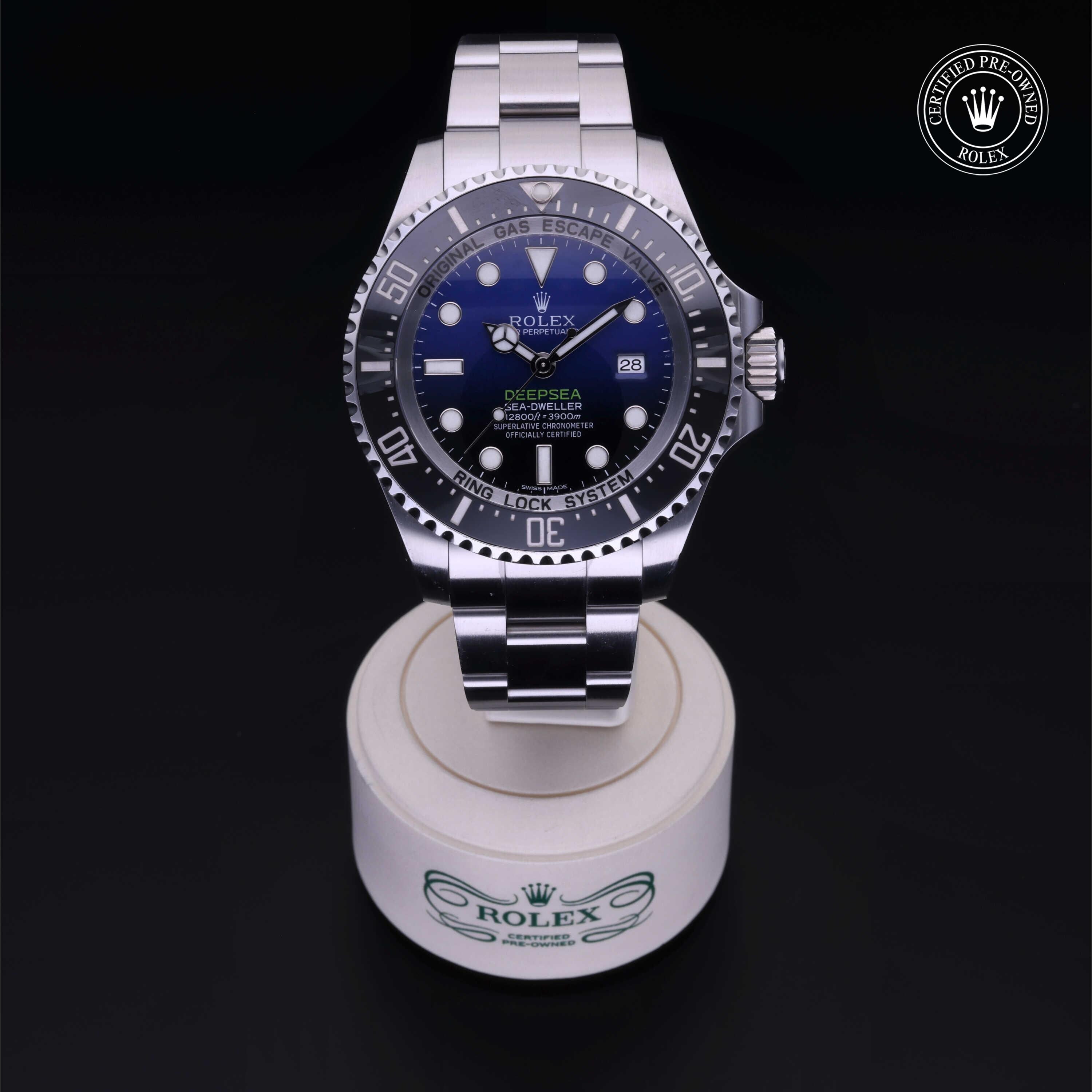Rolex Certified Pre-owned Sea-Dweller M116660-0003 front on black background