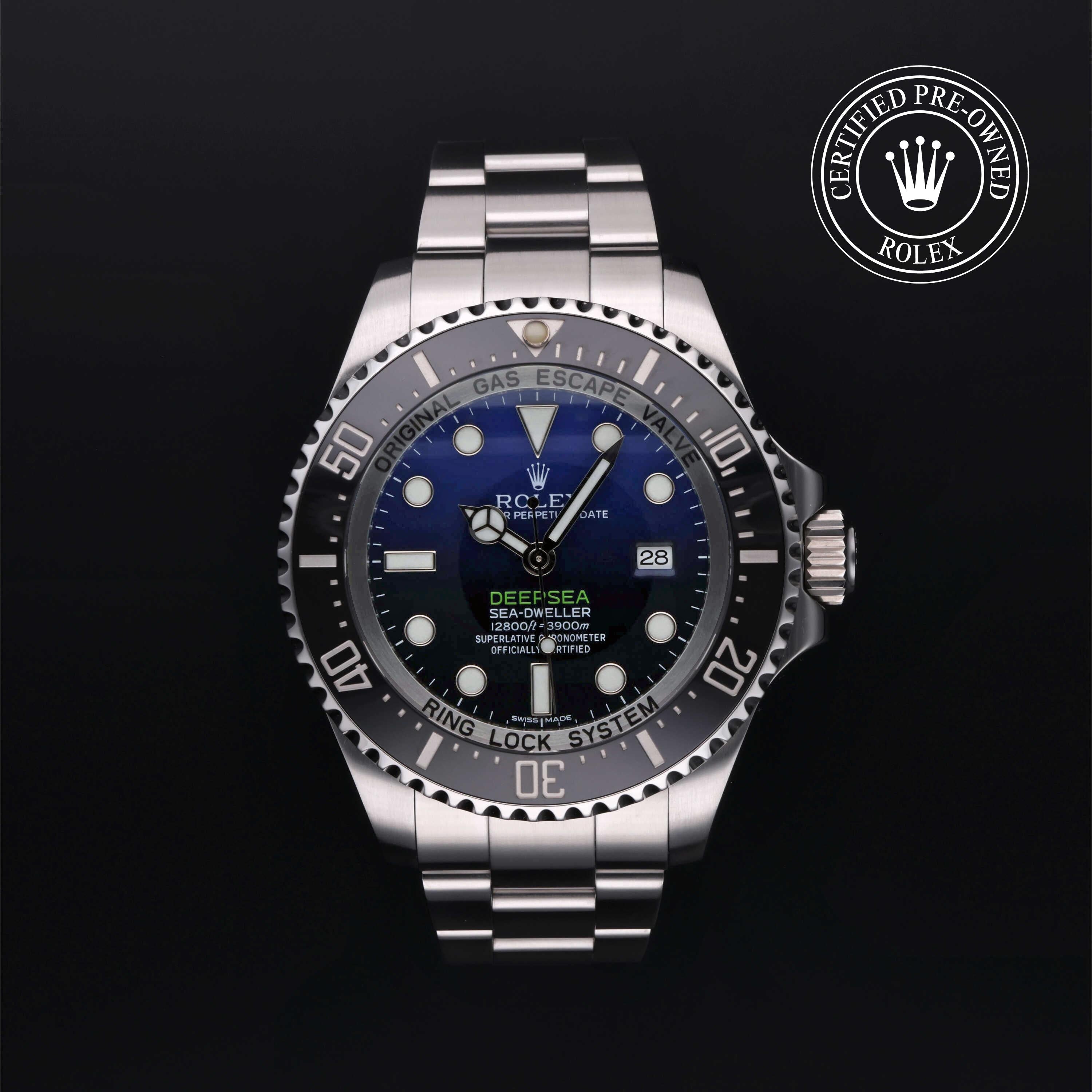 Rolex Certified Pre-owned Sea-Dweller M116660-0003 front on black background