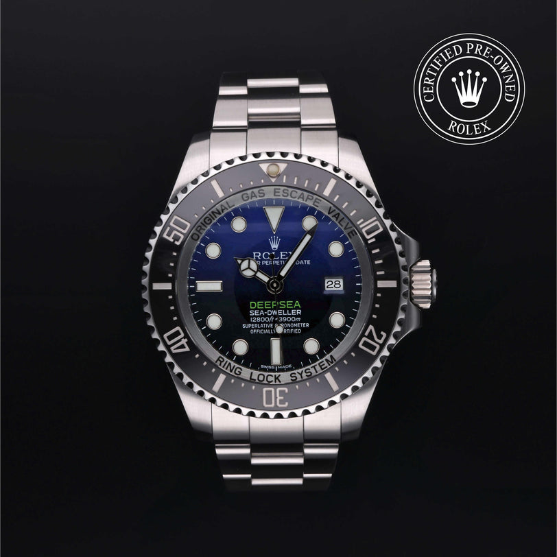 Rolex Certified Pre-owned Sea-Dweller M116660-0003 front on black background
