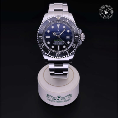 Rolex Certified Pre-owned Sea-Dweller M116660-0003 front on black background
