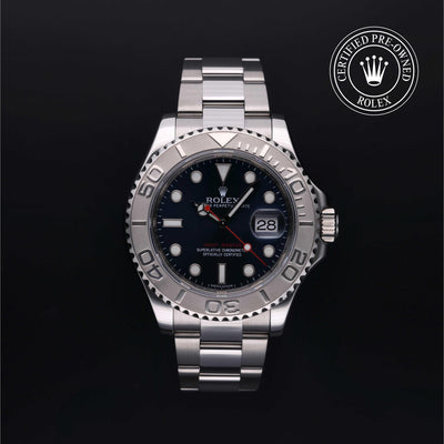 Rolex Certified Pre-owned Yacht-Master M116622-0001 front on black background