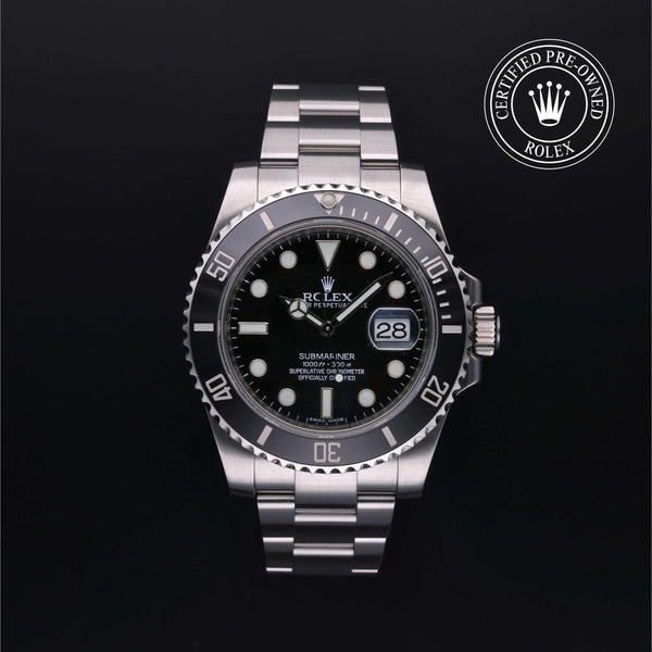 Rolex Certified Pre-owned Submariner M116610LN-0001 front on black background
