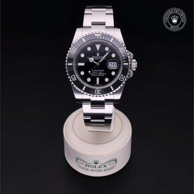 Rolex Certified Pre-owned Submariner M116610LN-0001 front on black background