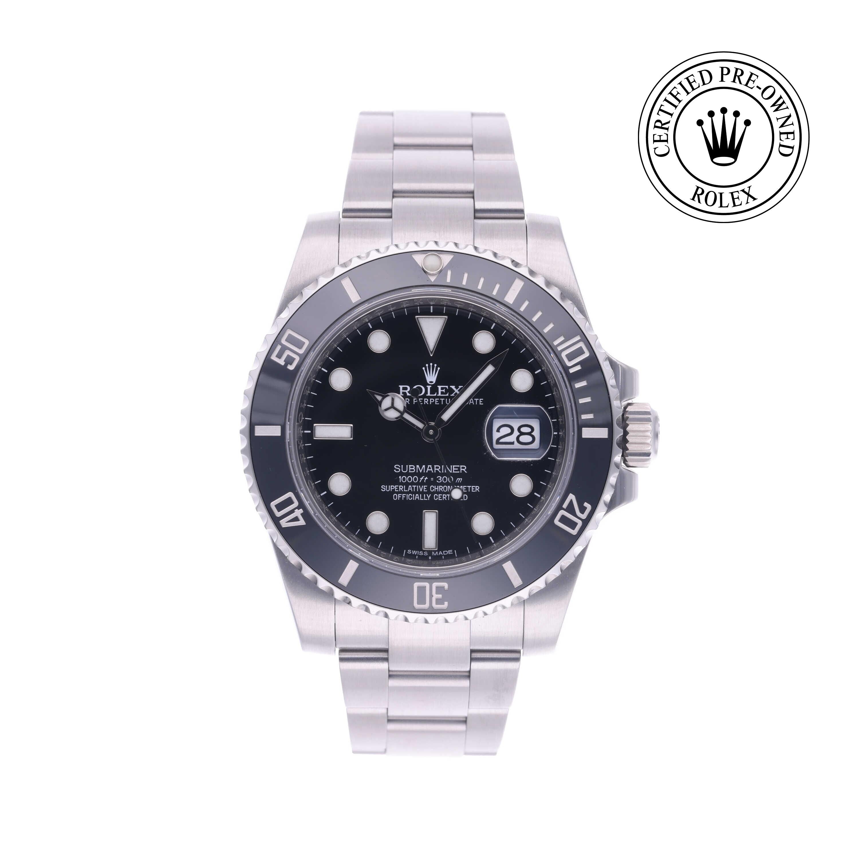 Rolex Certified Pre-owned Submariner M116610LN-0001 front on white background
