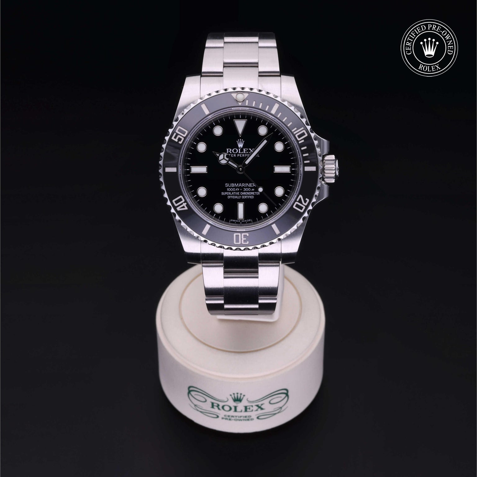 Rolex Certified Pre-owned Submariner M114060-0002 front on black background