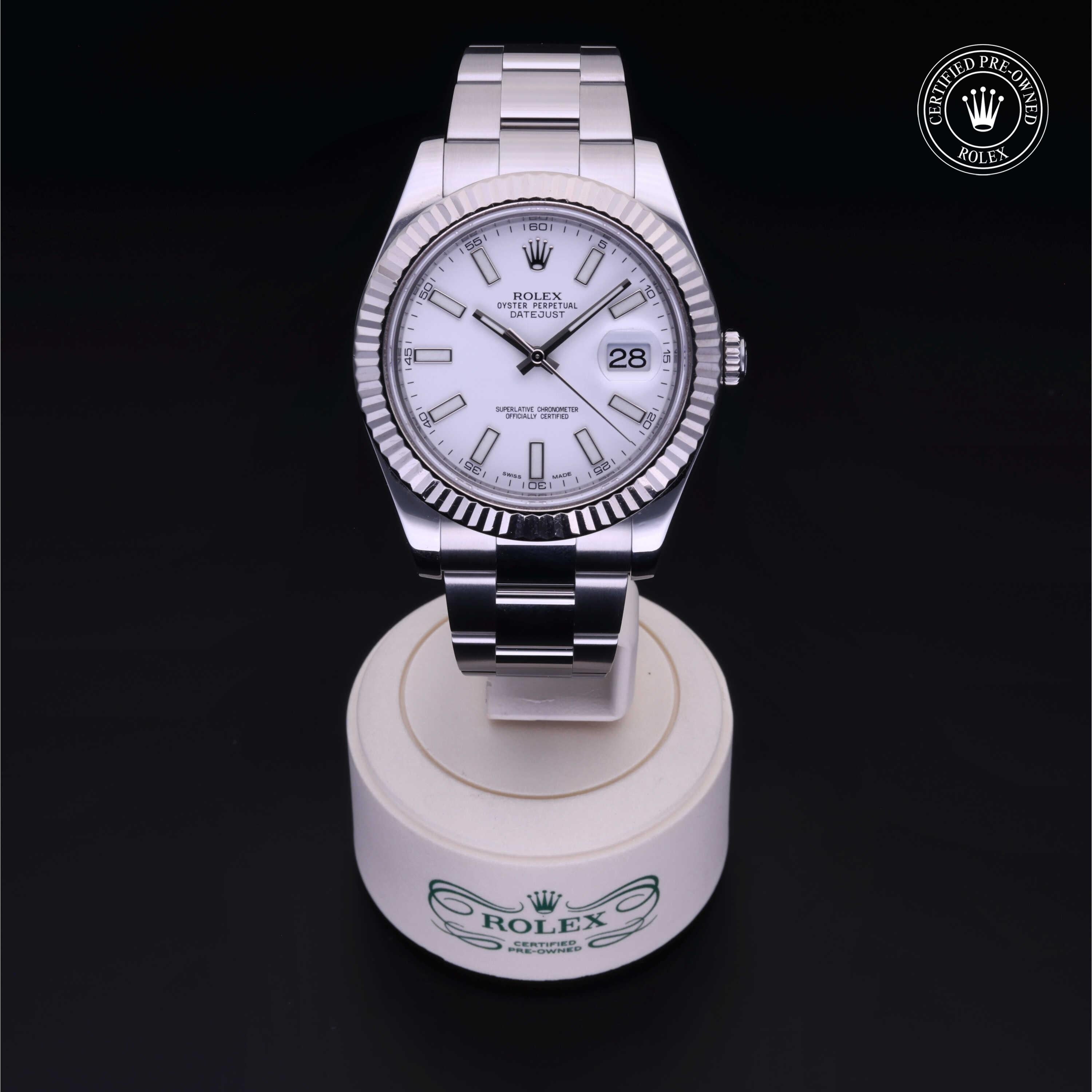 Rolex Certified Pre-owned Datejust M116334-0006 front on black background