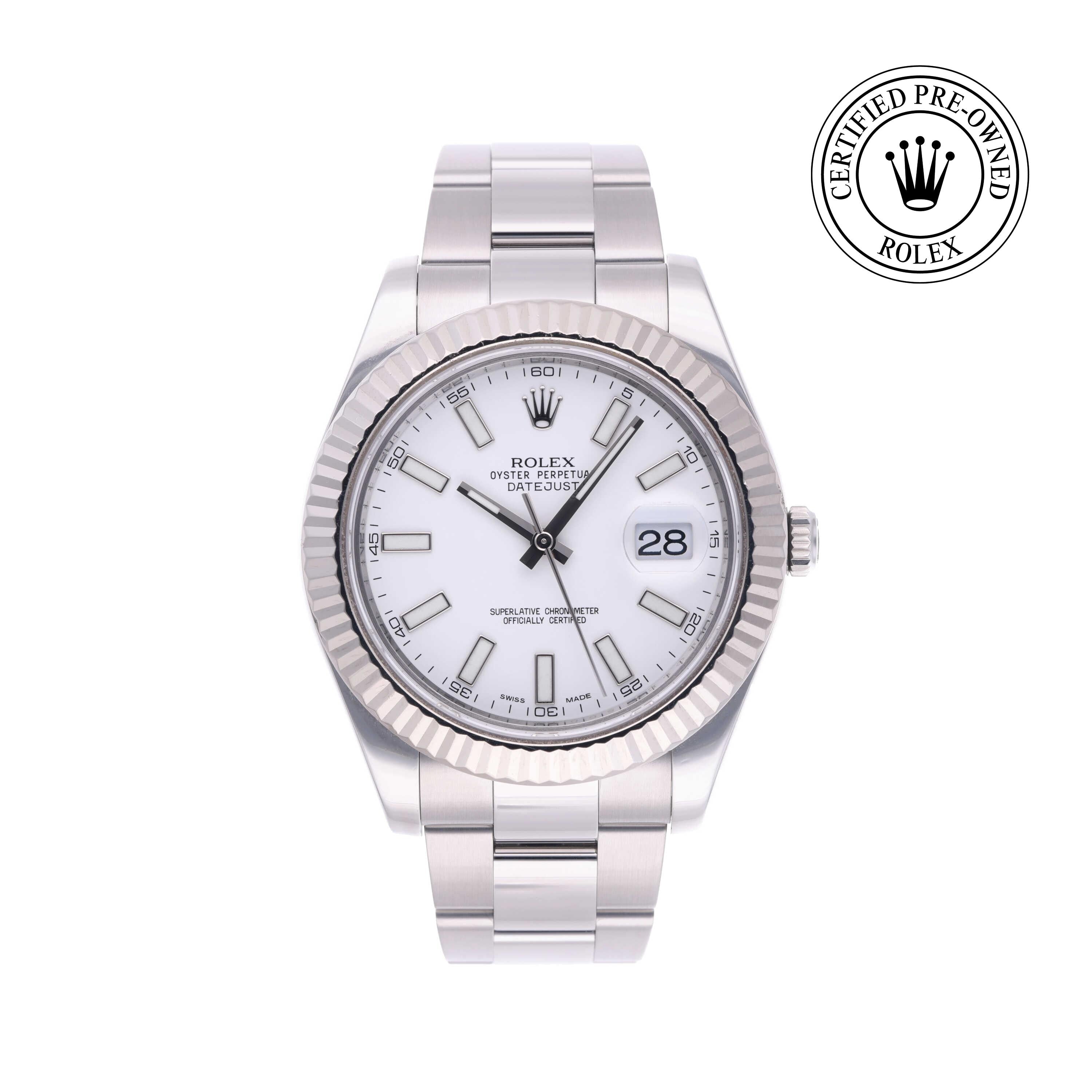 Rolex Certified Pre-owned Datejust M116334-0006 front on white background