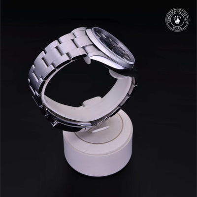 Rolex Certified Pre-owned Oyster Perpetual M124300-0003 front on black background