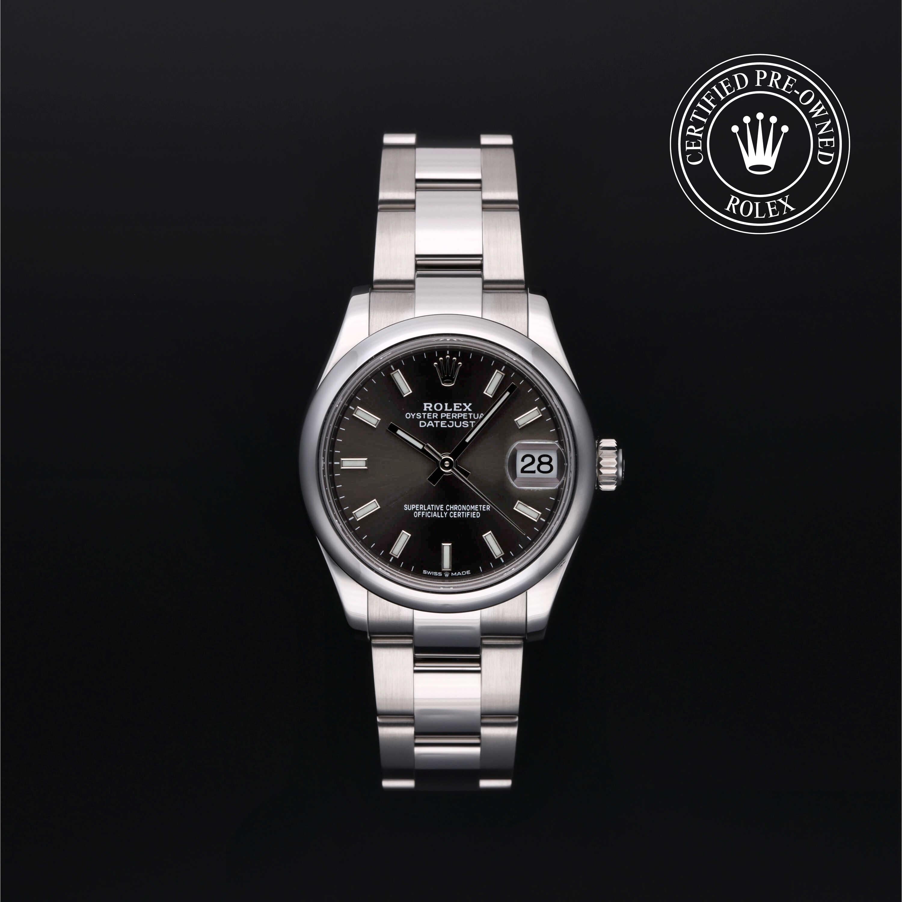 Rolex Certified Pre-owned Lady Datejust M278240-0009 front on black background