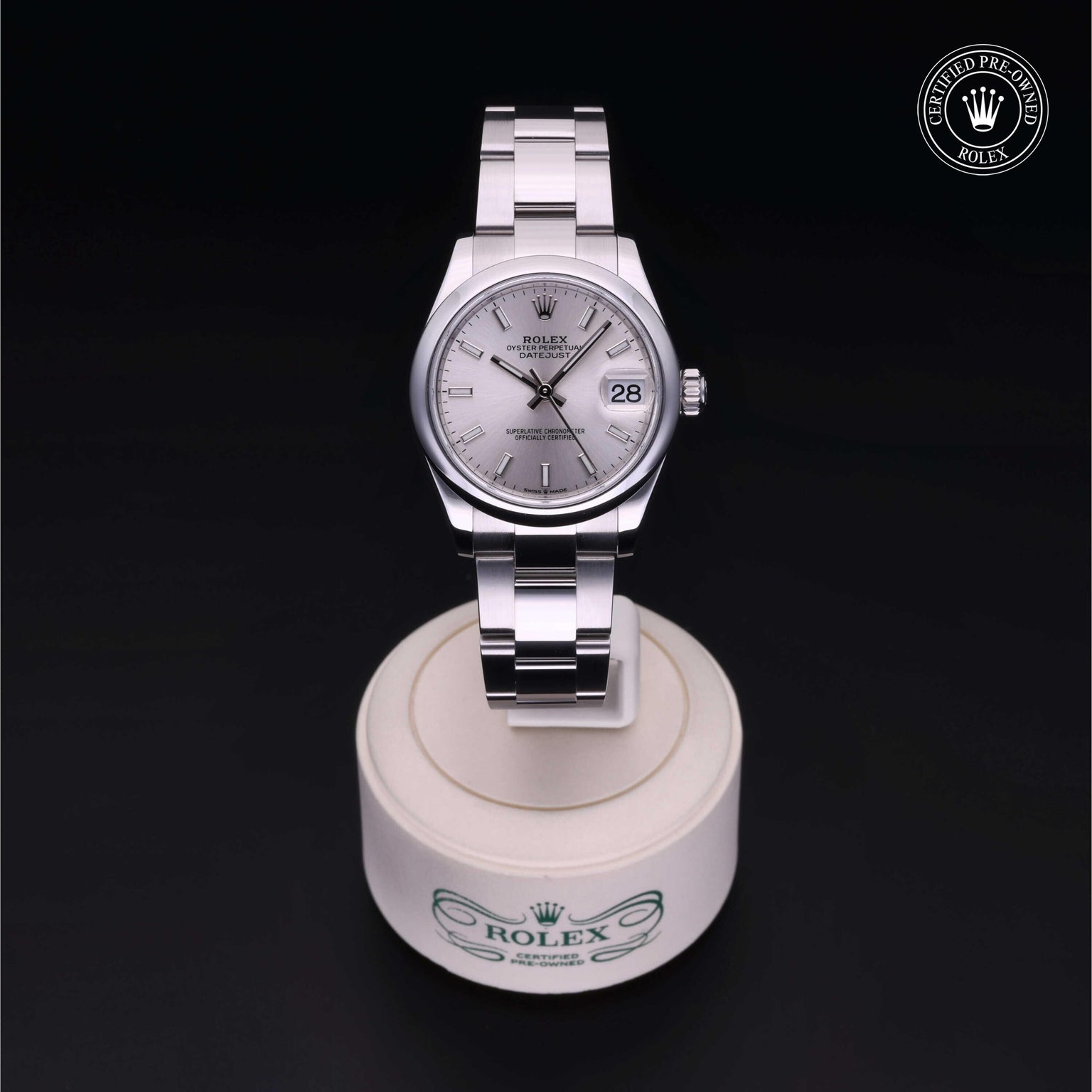 Rolex Certified Pre-owned Lady Datejust M278240-0005 front on black background