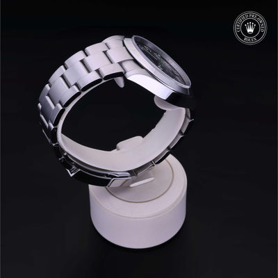 Rolex Certified Pre-owned Air-King M126900-0001 front on black background