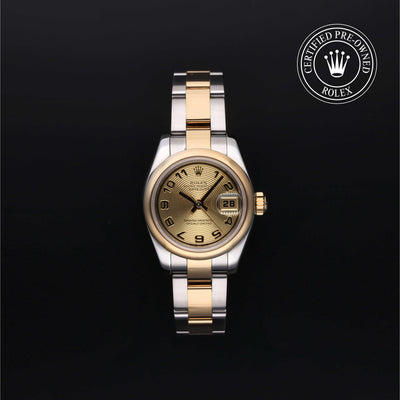 Rolex Certified Pre-owned Lady Datejust M179163-0083 front on black background