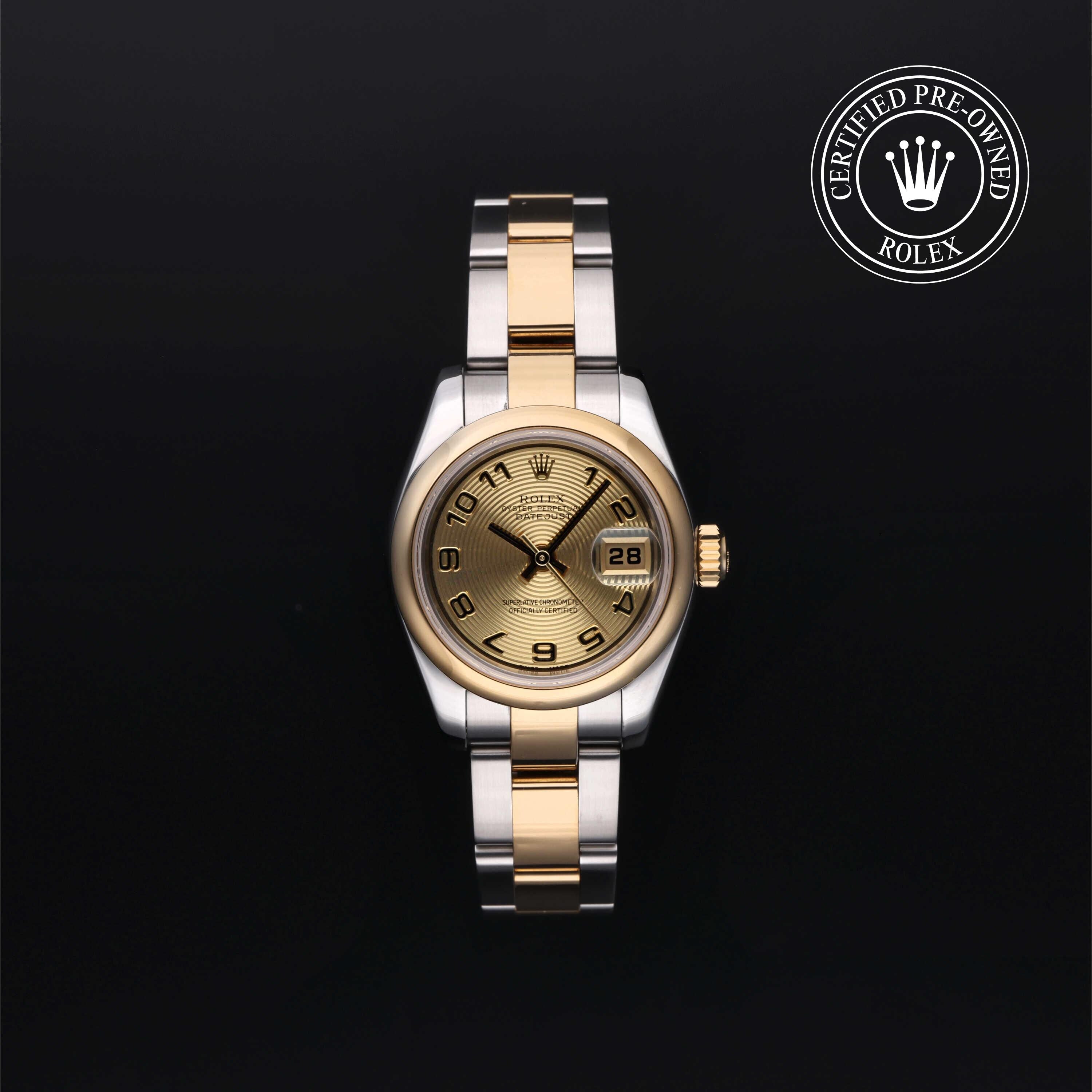 Rolex Certified Pre-owned Lady Datejust M179163-0083 front on black background