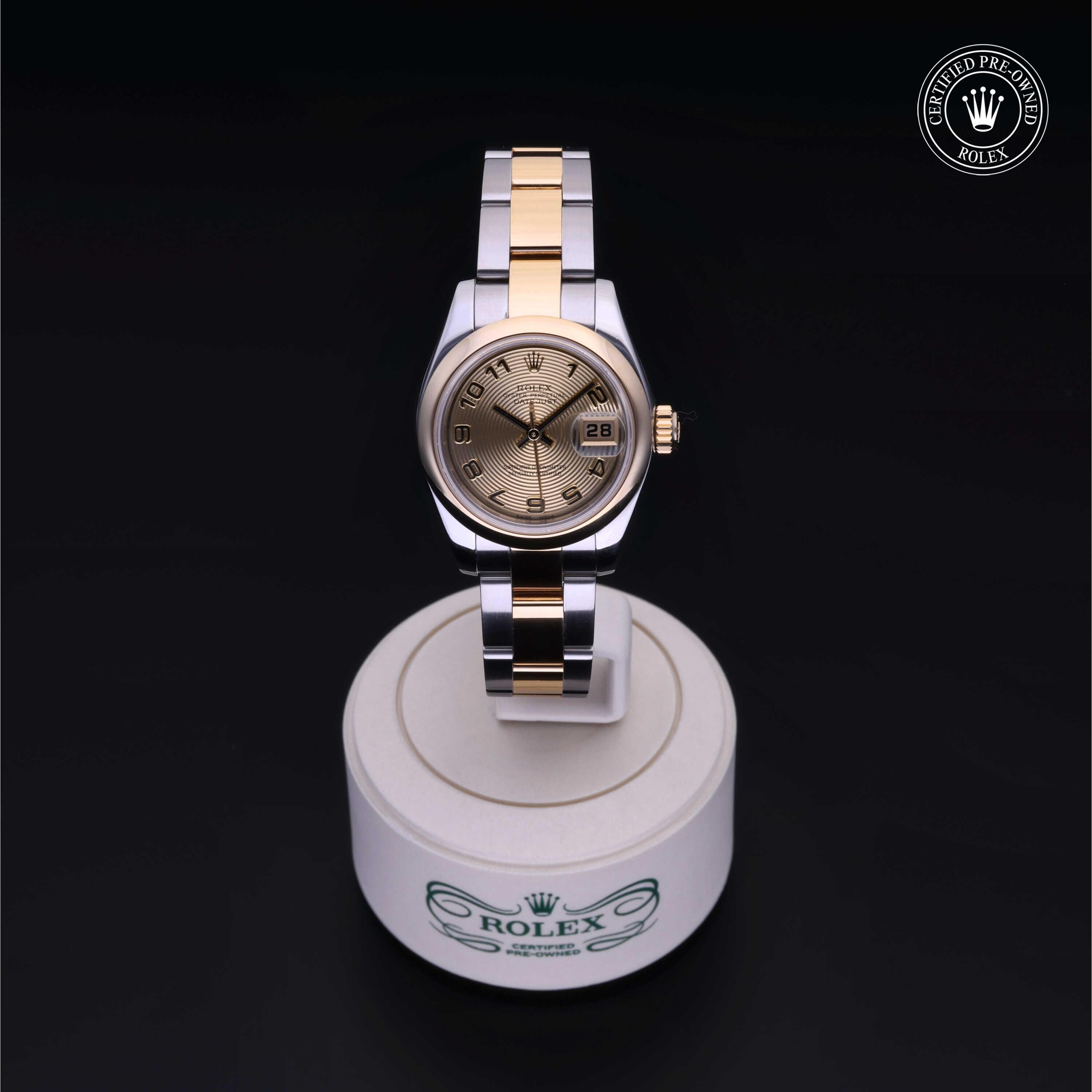Rolex Certified Pre-owned Lady Datejust M179163-0083 front on black background