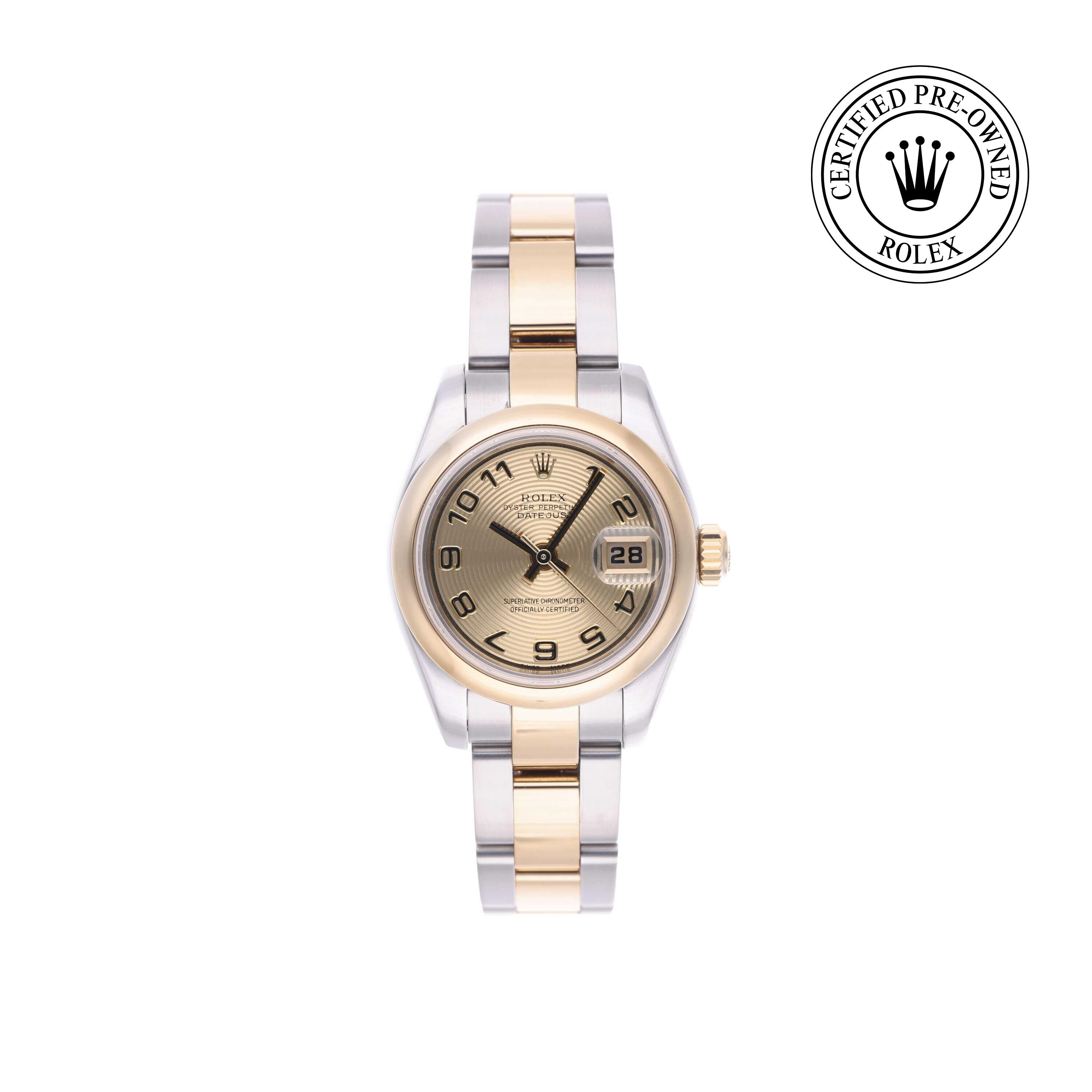Rolex Certified Pre-owned Lady Datejust M179163-0083 front on white background