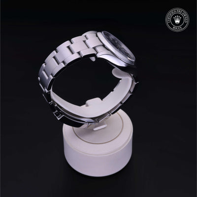 Rolex Certified Pre-owned Oyster Perpetual M124200-0003 front on black background