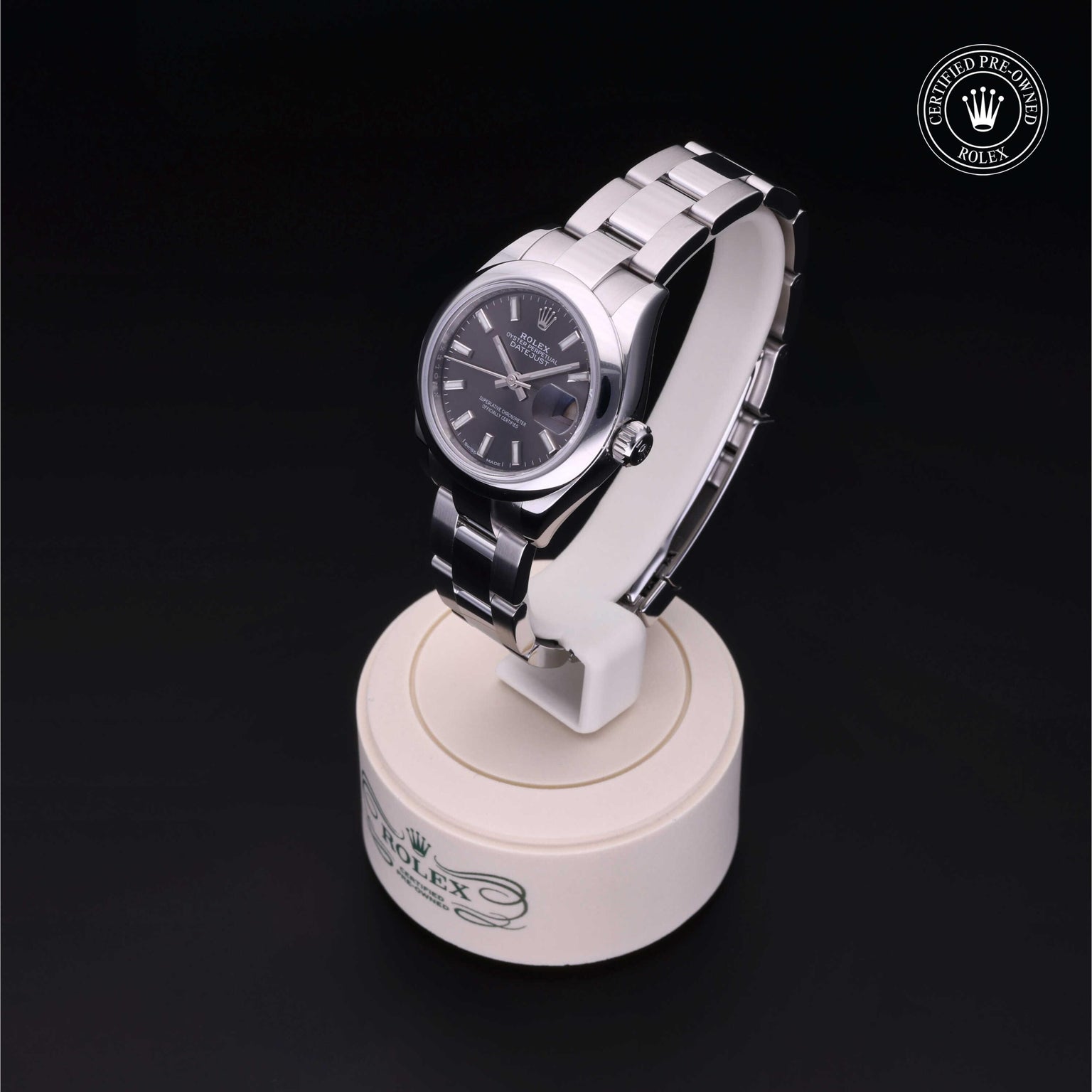 Rolex Certified Pre-owned Lady Datejust M279160-0010 front on black background