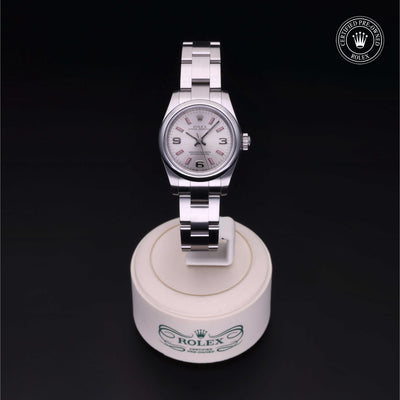 Rolex Certified Pre-owned Oyster Perpetual M176200-0001 front on black background