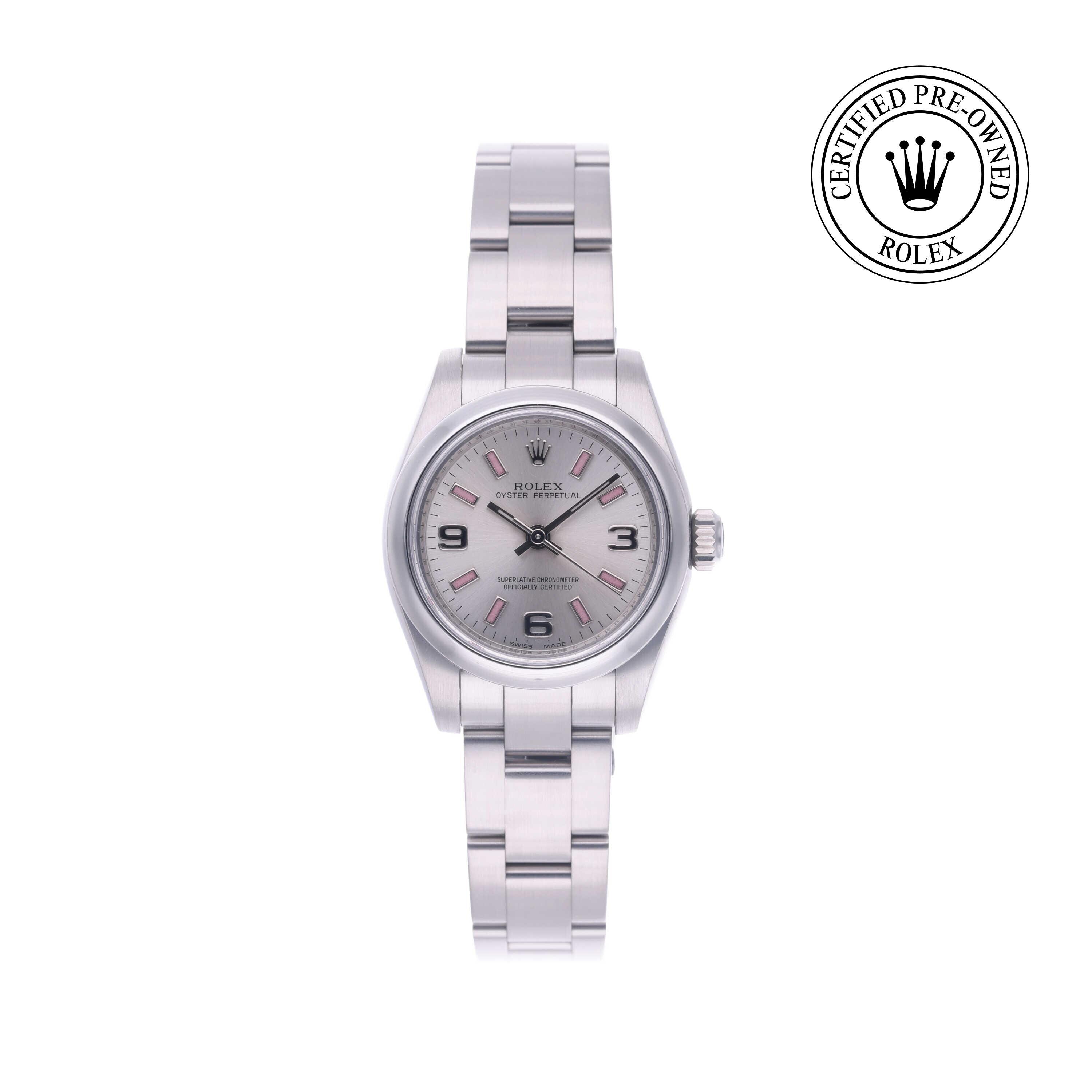 Rolex Certified Pre-owned Oyster Perpetual M176200-0001 front on white background