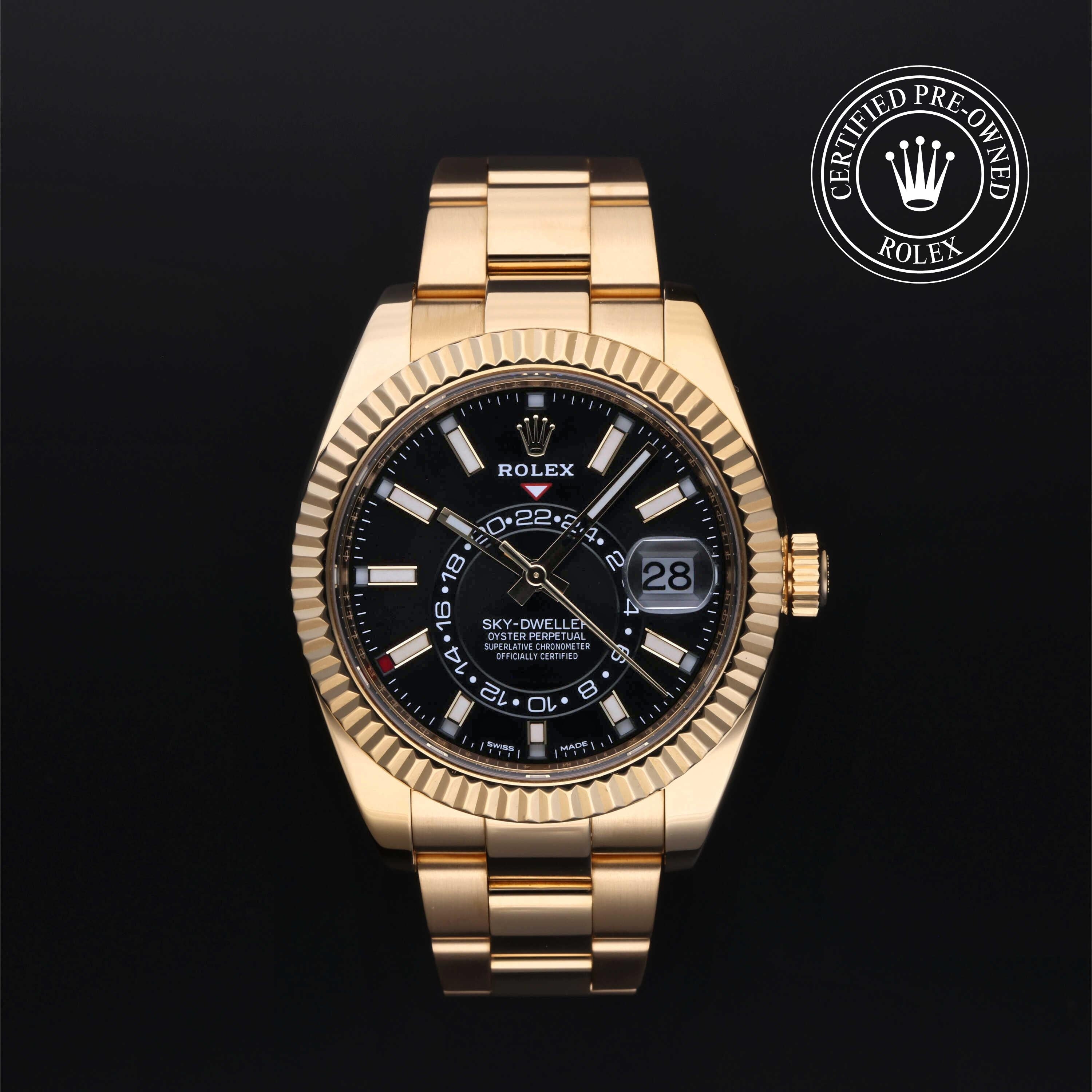 Rolex Certified Pre-owned Sky-Dweller M326938-0004 front on black background