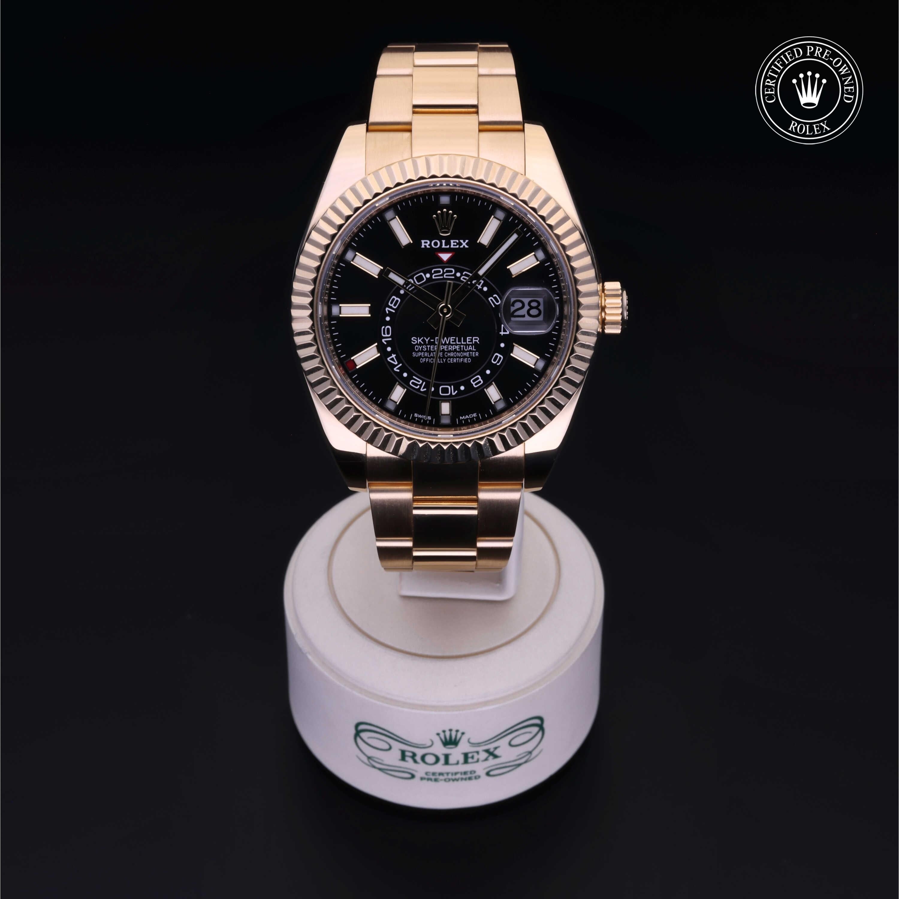 Rolex Certified Pre-owned Sky-Dweller M326938-0004 front on black background